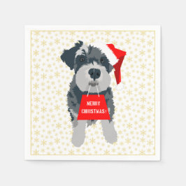 God Jul Cute Ministern Schnauzer Hund Santa Hat Pappersservett