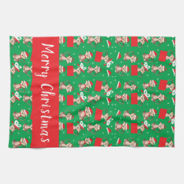 God jul Cute Monkey Helgdag Mönster Red Kökshandduk