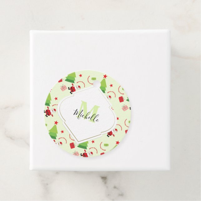 God jul Cute Monogram Gåvor Etiketter (På plats)