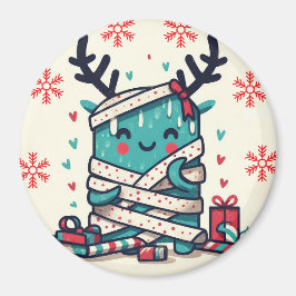 God jul Cute-monstergåva inslagen Magnet