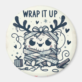 God jul Cute-monstergåva inslagen Magnet