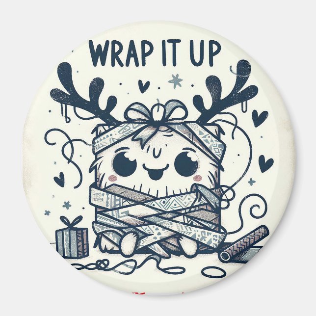 God jul Cute-monstergåva inslagen Magnet (Framsidan)