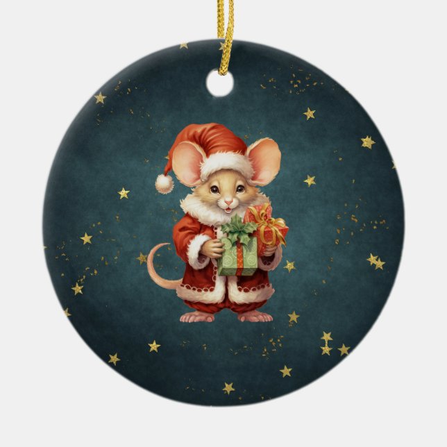 God jul Cute Mouse Julgransprydnad Keramik (Framsidan)