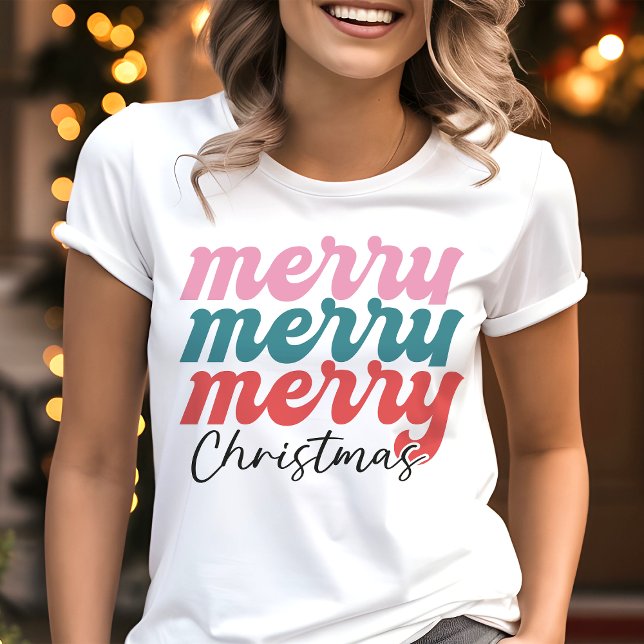 God jul Cute Multifärgad Helgdag T Shirt (Skapare uppladdad)