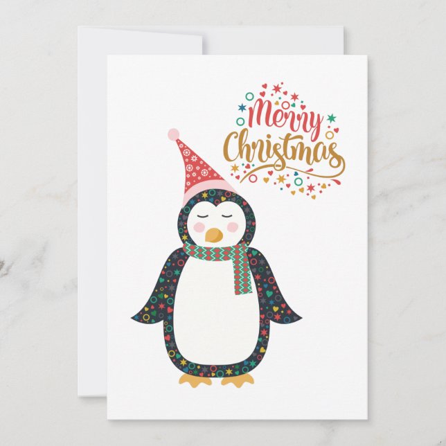 God jul Cute Penguin Julkort (Framsida)