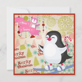 God jul Cute Penguin-platta kort