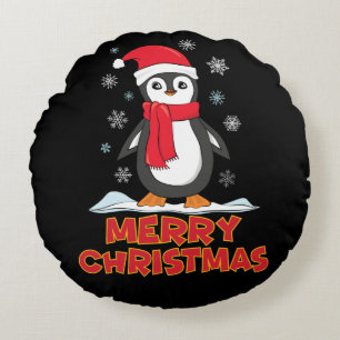 God jul Cute Penguin Rund Kudde
