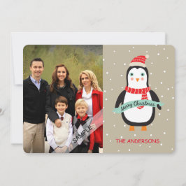 God jul Cute Penquin Personlig Photo Julkort