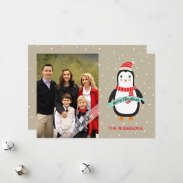 God jul Cute Penquin Personlig Photo Julkort