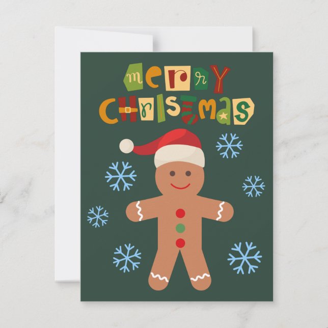 God jul Cute Pepparkaksgubbe Julkort (Framsida)