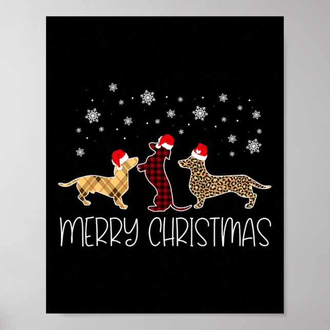 God jul Cute Play Leopard Doxie Hund X mas Poster (Framsidan)