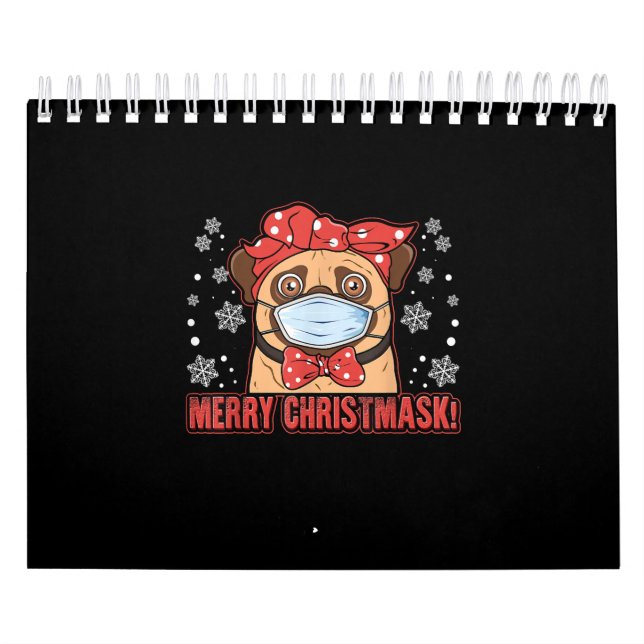 God jul Cute Pug Hund aveln Hårig Kalender (Omslag)