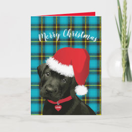 God jul Cute Puppy Santa Hat Festive Helgkort