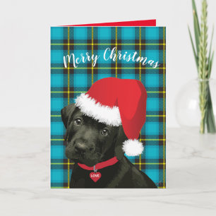 God jul Cute Puppy Santa Hat Festive Helgkort