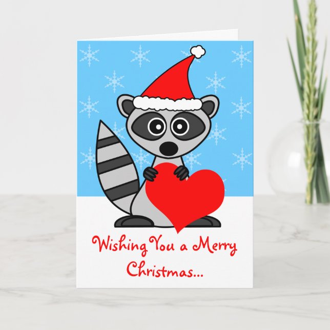 God jul Cute Raccoon Greeting Card Helgkort (Framsida)