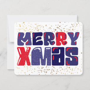 God jul Cute Red Blue Guld Julkort
