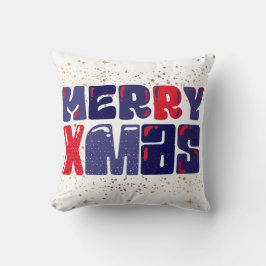 God jul Cute Red Blue Guld Kudde