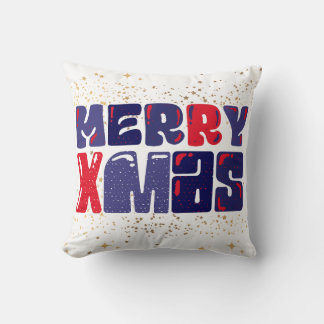 God jul Cute Red Blue Guld Kudde