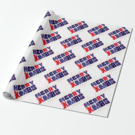 God jul Cute Red Blue Guld Presentpapper