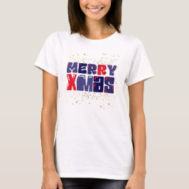 God jul Cute Red Blue Guld T Shirt