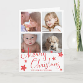 God jul Cute Red Chalk Photo Collage Helgkort