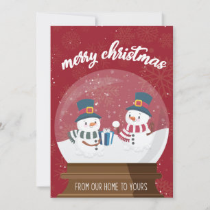 God jul Cute Red Snögubbars Globe Julkort