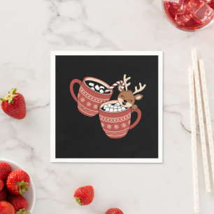 God jul Cute Reindeer Family Julafton-kaffe Pappersservett