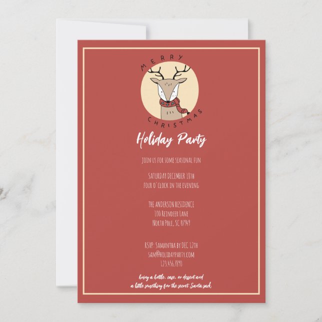God jul Cute Reindeer Julfest Julkort (Framsida)