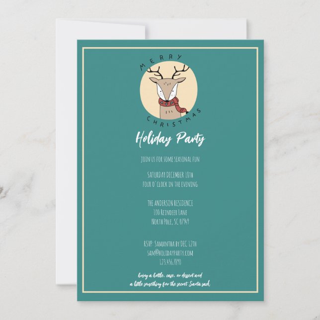 God jul Cute Reindeer Julfest Julkort (Framsida)