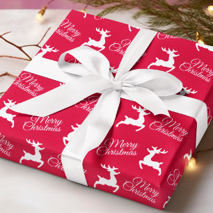 God jul Cute Reindeer Modern Red Helgdagars Presentpapper