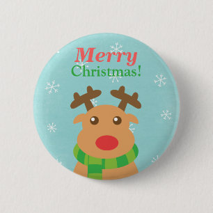 God jul Cute Reindeer Red Nose Butoon Knapp