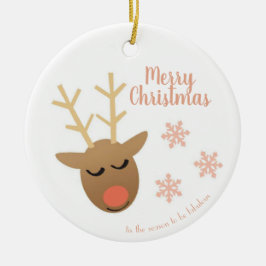 God jul Cute Reindeer Rosa Guld Julgransprydnad Keramik
