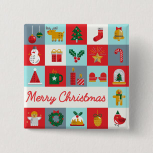 God jul Cute Retro Winter-julikoner Knapp