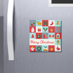 God jul Cute Retro Winter-julikoner Magnet