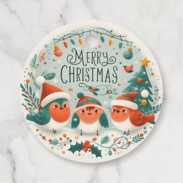 God jul Cute Robins Gåvor Etiketter (Baksida)