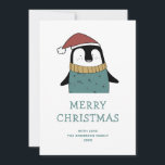 God jul. Cute roligt vinterpenguin Julkort<br><div class="desc">Kute julkort med rolig penguin i röd Jultomten-hatt för vinterHelgdagar.</div>