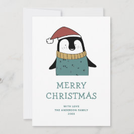 God jul. Cute roligt vinterpenguin Julkort