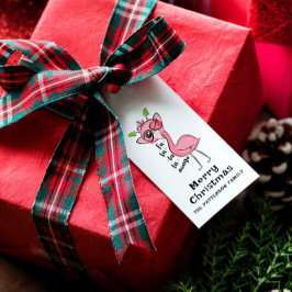 God jul Cute Rosa Girly Flamingo Modern Presentetikett