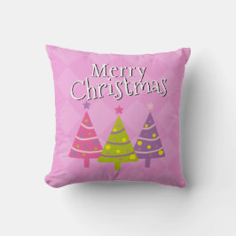 God jul Cute Rosa Träd Kudde