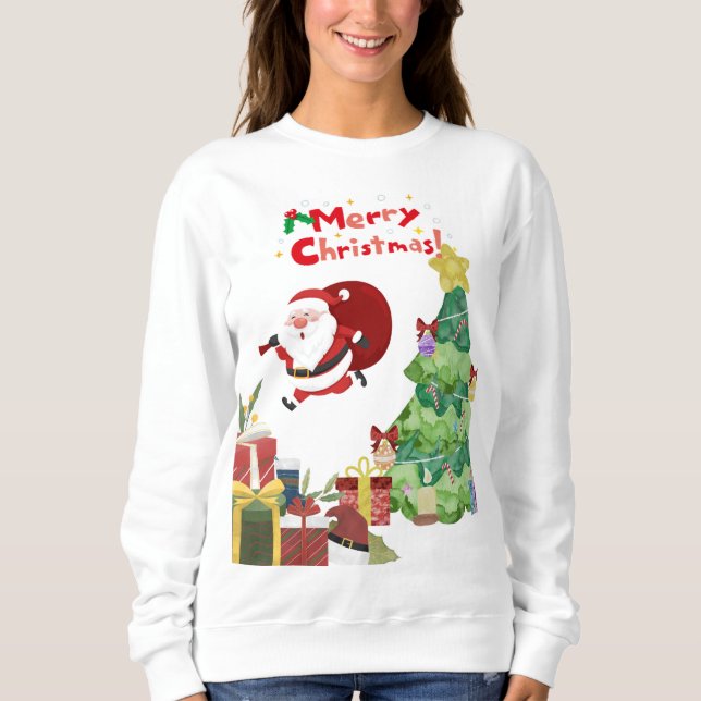God jul Cute Santa Sweatshirt T Shirt (Framsida)