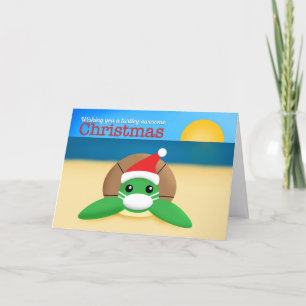god jul Cute Sea Turtle i Ansikte Mask Helgkort