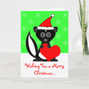 God jul Cute Skunk-hälsningskort Helgkort