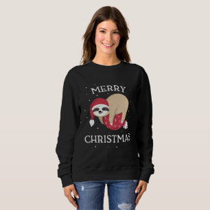 God jul Cute Sloth Funny Santa Women Girls T Shirt