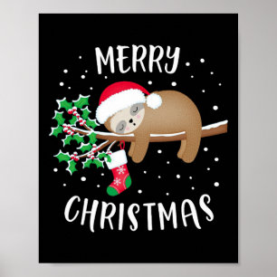 God jul Cute Sloth Julafton Outfit Matching Fa Poster