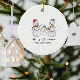 God jul-Cute Snögubbars-familjens jul Julgransprydnad Keramik