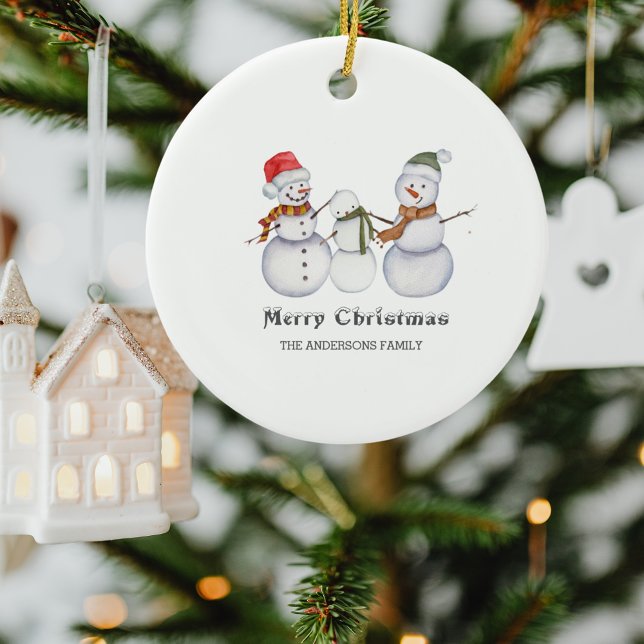 God jul-Cute Snögubbars-familjens jul Julgransprydnad Keramik (Skapare uppladdad)