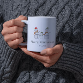 God jul - Cute Snögubbars Family Kaffemugg