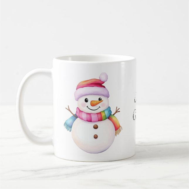 God jul Cute Snögubbars Rainbow Färg Kaffemugg (Vänster)