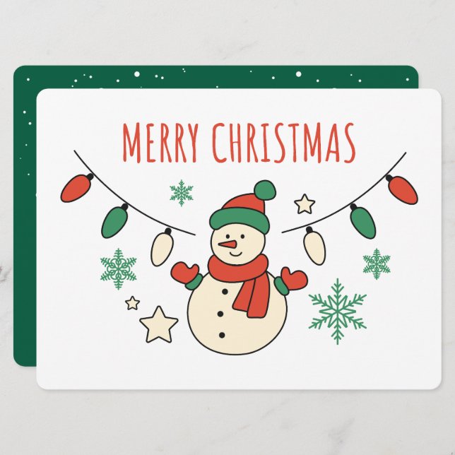 God jul, Cute Snögubbe, Ljus, jul (Fram/baksida)