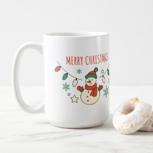 God jul, Cute Snögubbe, Ljus, jul Kaffemugg